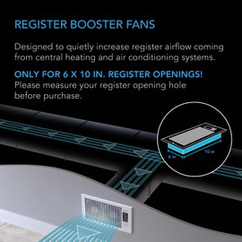 AC Infinity AIRTAP T6 White, Register Booster Fan for 6” x 10” Register Holes, Improves Heating & Cooling Vents, Quiet 10-Speeds, Bluetooth App Control Data Alerts. ONLY FITS 6” x 10” DUCT OPENINGS
