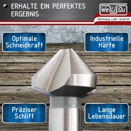 WELIQU Countersink 90° Diameter 6.3-20.5 mm Made of HSS-G Steel, Super Sharp, Countersink/Deburring Set for Wood, Metal, Plastic, Set in Sturdy ABS Box, 6 Pieces, DIN 335 C