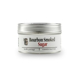 Bourbon Barrel Smoked Sugar Tin, 4oz - Slow Smoked Raw Demerara for a Rich Oak Flavor: Use to Finish Baking, Candies, Ice Cream, Coffee, Tea and Cocktails