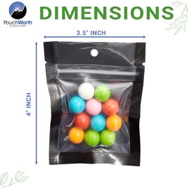 PouchWorth 50 Pack 3.5"x4.5" Mylar Clear/Black Nylon Resealable Flat Bags Heat Seal Zipper Lock Reusable Storage Pouches for Zip Food Storage Lock Packaging with Tear Notches