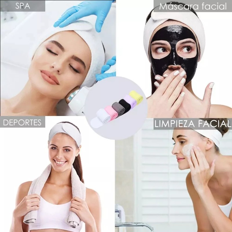 AutoWT Diademas Para Maquillaje Spa Limpieza Facial Lavable 6 Pza