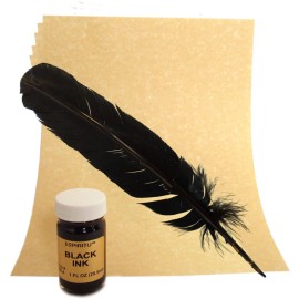 Spells and Sigils Writing Kit w/ Parchment, Black Ritual Ink, and Feather