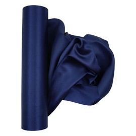 Trimming Shop 29 cm x 20 m Navy Blue Solid Satin Roll Large Fabric Perfect for Chair Sash Making Bow Sewing Wedding Bouquet Decor Ceremony Grand Opening Table Runner Floral Pattern DIY Party