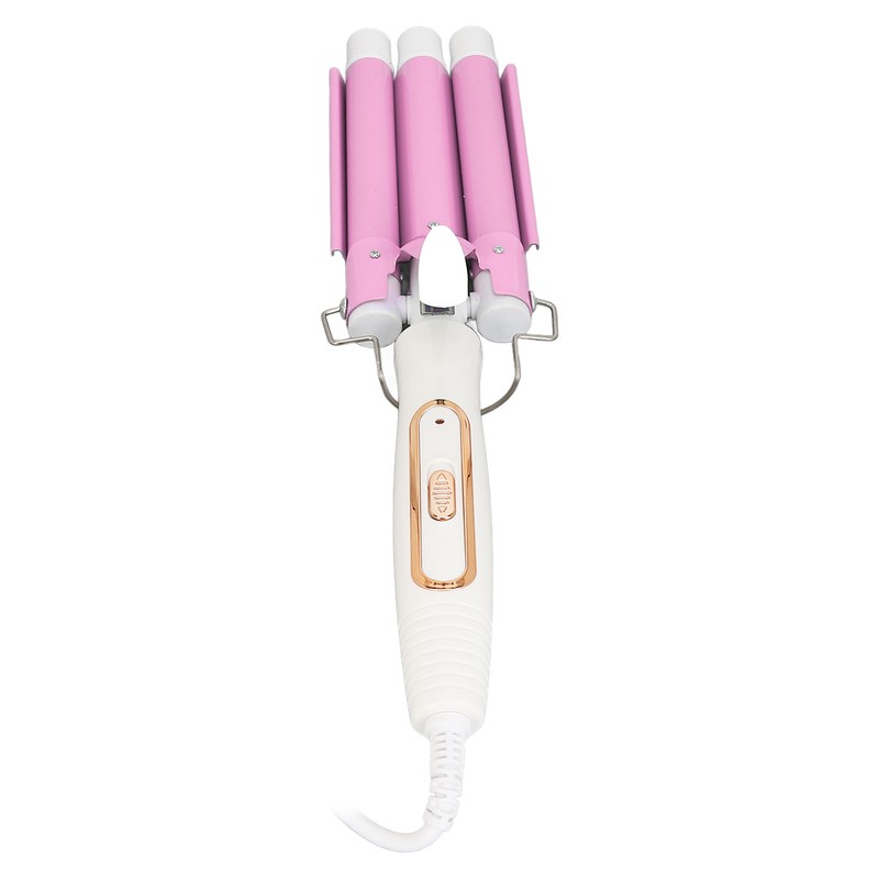3 Barrel Curling Iron Wand Ceramic Glaze Coating Adjustable Frizz