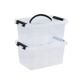 Rosebloom 6 Quart Plastic Clear Storage Tote, Clear Latching Storage Bins, 2 Packs