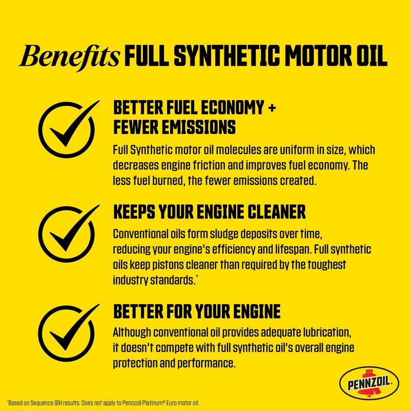 Pennzoil Ultra Platinum Full Synthetic 0W-20 Motor Oil, 1 Quart