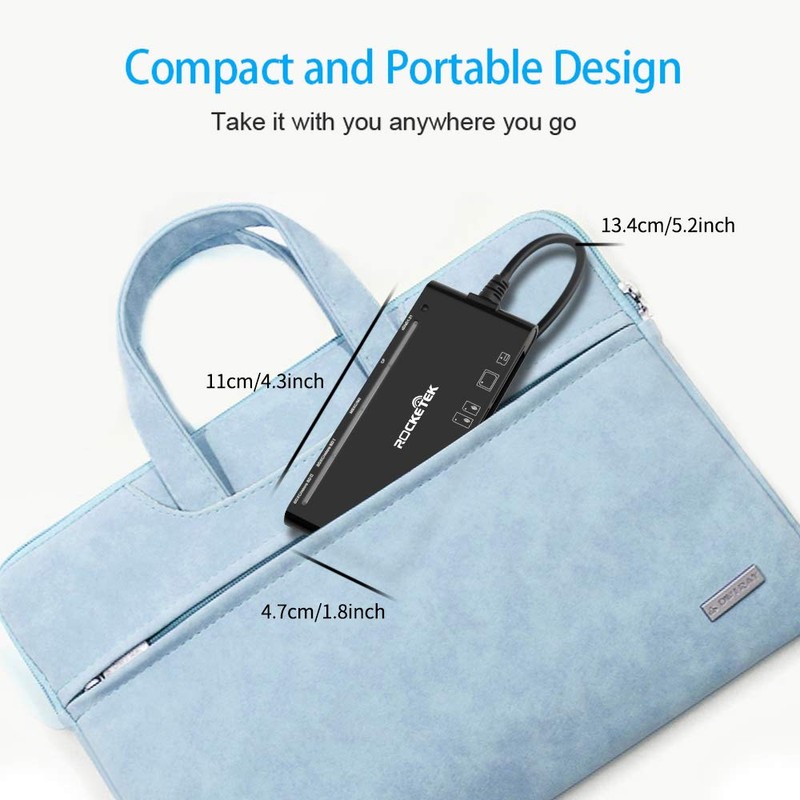Lector multitarjeta USB3.0, SD/TF/CF/Micro SD/XD/MS 7 en 1, lector de