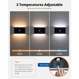 wowatt Rechargeable Motion Sensor Stair Light, Black Automatic Lights with Magnetic Mount, Dimmable Stair Lights Indoor for Stairway, Hallway, Kitchen, Bathroom(6 Packs)