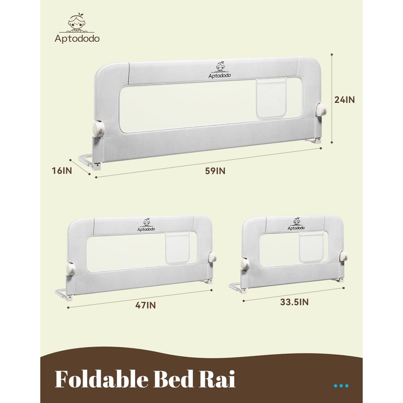Aptododo 33" Bed Rails for Toddlers(Compact) for Single/Twin Bed with