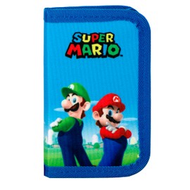 Franco Cosimo Panini Supermario Zip Around Wallet and Coin Purse with Card Slots and Coin Holder, Zip Closure and Inner Pocket, 12 x 10 x 2 cm, Blue Wallet, Taglia Unica, Casual