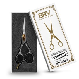 LEFT HANDED Razor Sharp Mustache & Beard Scissors - 5.5" - 100% High Carbon Stainless Steel - Facial Hair Trimming Shears (LEFT HANDED - Silver)