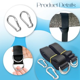 2 pcs Swing Straps for Tree Branch Rope Hammock Strap for Tree Swing Hanging Kit Sturdy Swing Tree Strap with Carabiner Outdoor Plank Tire Swing Set Accessories for Toddler Kids