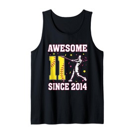 11 Awesome Since 2014 11th Birthday Softball Lover Party Tank Top