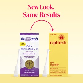 RepHresh Odor Eliminating Vaginal Gel, Fragrance Free, Balances Vaginal pH, Odor Control Up to 3 Days, 4 Pre-Filled Applicators