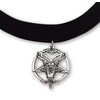 Baphomet Goat Head Satanic Inverted Pentacle Black Velvet Choker Adjustable