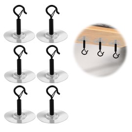 Oreutkd Adhesive Ceiling Hooks Heavy Duty 6 Pack Stainless Steel with Adhesive Hooks for Hanging Plants, Chime Hanger, Wind Spinners, Decorations in Bathroom, Kitchen, Porch, RV, No Hole, No Drill