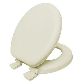 Plexon Soft Cushioned Toilet Seat, Round, Bone, Slow-Close Lid & Seat, Quick-Release Hinge, Easy To Clean & Change