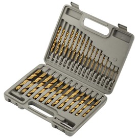 COMOWARE Titanium Impact Drill Bit Set - 30 Pcs Hex Shank HSS, Quick Change Design, 1/16"-1/2"