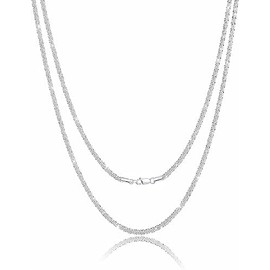 Waitsoul Silver Necklace for Women 2.5mm Diamond-Cut Sparkling Chain Necklace Women Sparkling Clavicle Chain Choker Necklace for Women 20 Inch