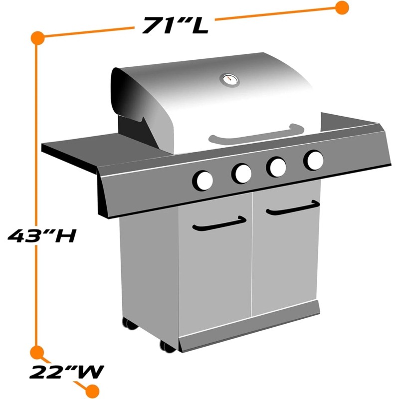 Den Haven Grill Cover 71" Inch Heavy-Duty Waterproof Barbecue Grill