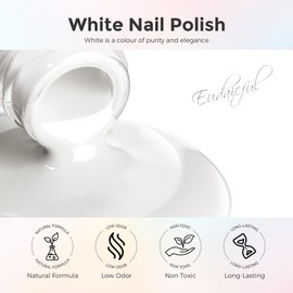Eudaicful Milky White Nail Polish: Regular Nail Polish Quick Dry Fingernail Polish for Women Non-Gel Air Drying Nail Strengthener, Nail Lacquer for Nail Art Manicure Home DIY, 15ML