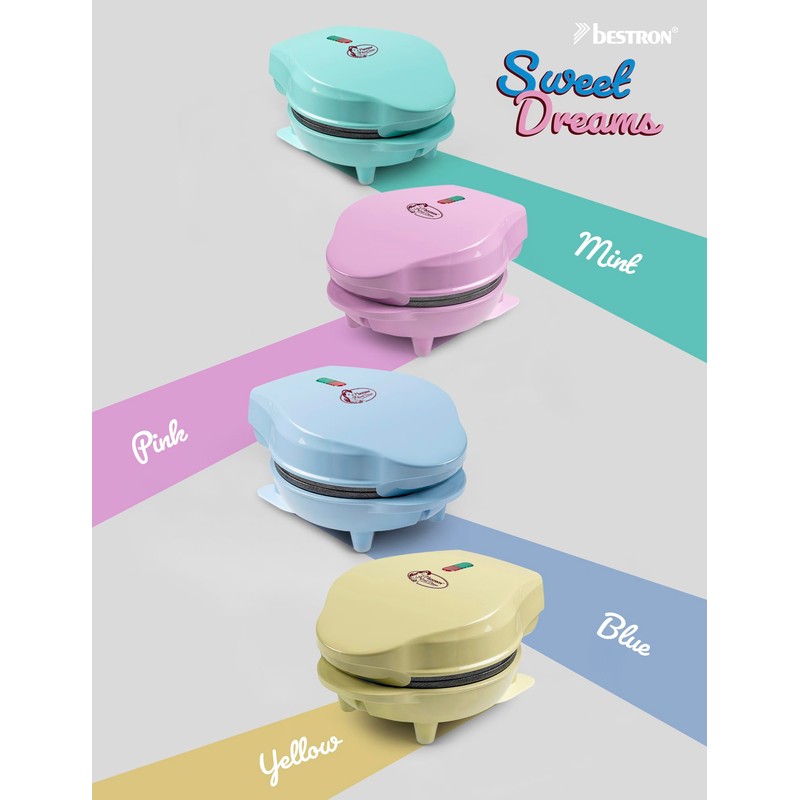 Bestron AMW500BBS Mini Waffle Maker, Alloy Steel, Blue