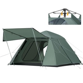3-4 Person Tents for Camping, Instant Pop-Up Family Tent with Vestibule & Mesh Windows, Portable Lightweight Cabin Tent with Rainfly, Windproof & Waterproof, Easy Setup for Outdoor Hiking Travel
