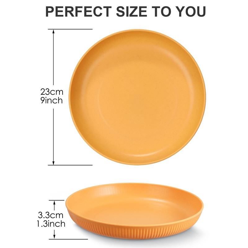 Worephu Lightweight & Unbreakable Dinner Plates Set of 6, Reusable