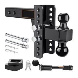 Adjustable Trailer Hitch - 6" Drop/Rise, 2" & 2-5/16" Ball, 20,000 lbs GTW, Heavy Duty Tow Hitch for Trucks, RVs, Trailers, Campers - with 2" Receiver, Trailer Hitches with Anti-Theft Pin Mixizap