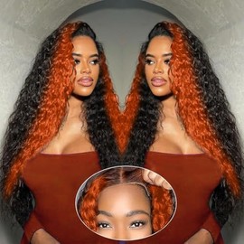 200 Denstiy 9x6 Wear and Go Glueless Wigs Human Hair Pre Plucked Pre Cut Deep Wave Lace Front Wigs Human Hair for Women Beginners Wet and Wavy HD Lace Front Ginger Colored Wig Brazilian Hair 18inch