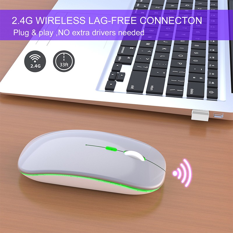 HXSJ Wireless Mouse Rechargeable for Windows/XP/Vista/Me 2.4G Colorful Light Office