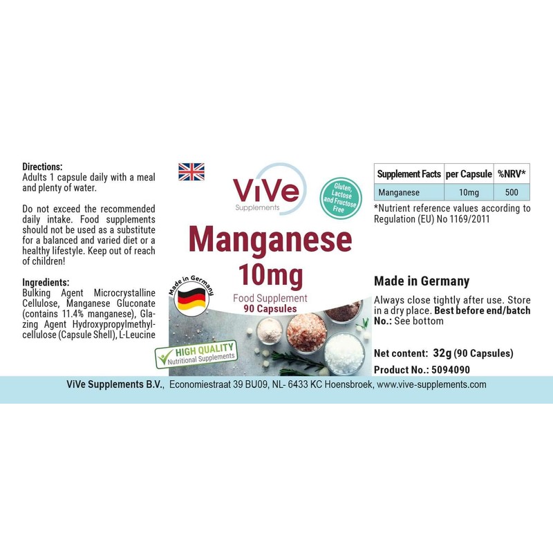 Manganese 10 mg - 90 Capsules - High Dose -