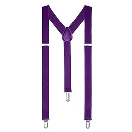 The Fancy Dress® Unisex Adult Child Adjustable BRACES SUSPENDERS Slim Trouser Belt Y Clip On Fancy Dress Mens 25 mm with Strong Metal Clip (Purple)