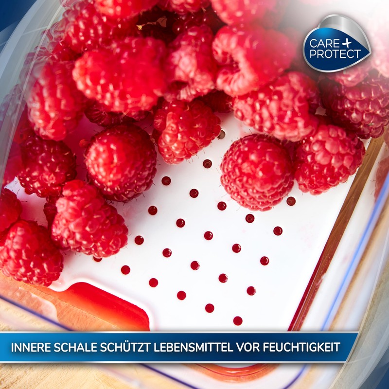 CARE + PROTECT Smart Food Container, Perfectly Stackable, Fridge Organiser,