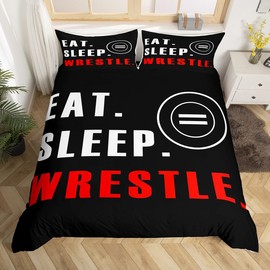 Wrestle Duvet Cover Sports Bedding Set for Kids Boys Girls Teens Room Wrestling Comforter Cover Set Super Soft Bedspread Cover 2Pcs Zipper Single Size