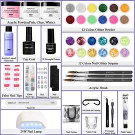 Morovan Acrylic Powders Monomer Liquid Set Professional Acrylic Nail Kit Set With Everything With Lamp