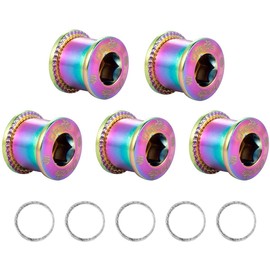 Chooee Single/Double Bike Chainring Bolts, M8 Bicycle Chain Ring Bolts and Nuts For MTB/Mountain Bike/Road Rainbow