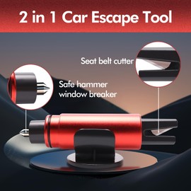 Solaradgy 4 PCS Window Breaker Seat Belt Cutter, 2 in 1 Glass Breaker and Seat Belt Cutter Safe Hammer Car Window Breaker Black and Red Car Window Breaker Tool with 4 Adhesive Holder and 4 Test Glass