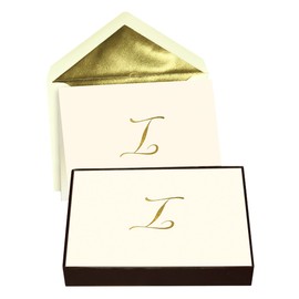Designer Greetings Monogrammed Blank Note Cards, Embossed Letter “I” Initial Monogram (10 Cards with Envelopes)