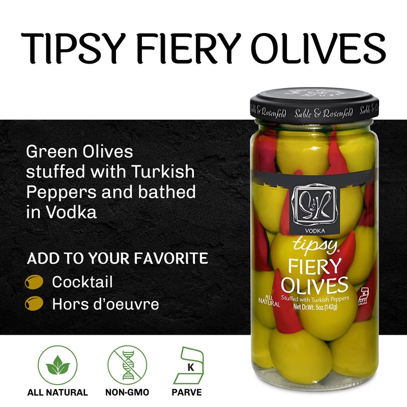 Sable and Rosenfeld Tipsy Fiery Olives, 5.0 Ounce (Pack of