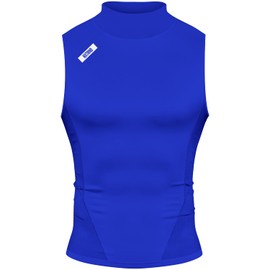 Nxtrnd Men's Turtleneck Compression Tank Top, Sleeveless Mock Neck (Blue, Large)