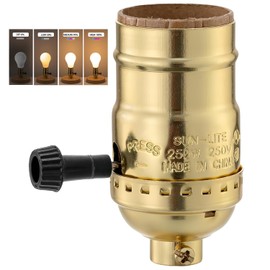 3 Way Lamp Socket Replacement, E26 Threaded Base, Lamp Base Replacement,Turn Knob for Low-Medium-High Light Settings (Gold)