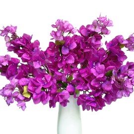 Magrowie Pack of 8 Silk Bougainvillea Artificial Flowers Stems Full Floral Branches for Home, Garden, Office Decor Wedding Centerpieces, Table Runner - 31.5 inch (Violet)
