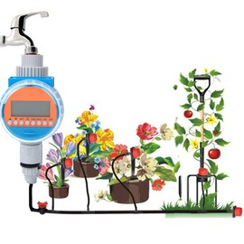 Cocoarm Intelligenter Automatischer Bewässerung Timer, wasserdichte Gartenanlage -Bewässerungssteuerung für Effiziente Timer -Wasserhahnschnittstelle 1,6 Zoll mit Schnellanschluss, Easy LCD Display