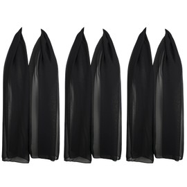 Hat To Socks Chiffon Scarf Sheer Wrap for Women Pack of 3 (Black)