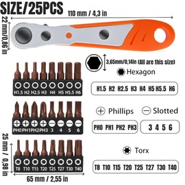 Weploda Magnetic Ratchet Wrench Set, Ratchet Wrench 110 mm, Reversible Ratchet 1/4 Square Drive, Ratchet Wrench Magnetic, Mini Ratchet Wrench for Gadgets, Cars, Homes