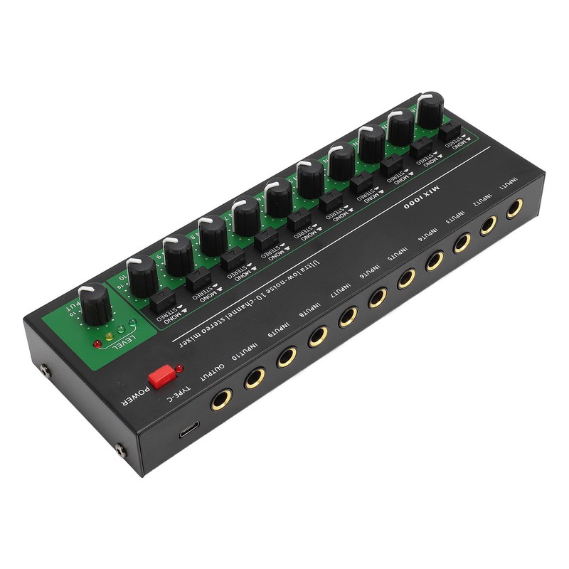 10 Channel Sound Mixer Independent Volume Control Knob Professional Multichannel