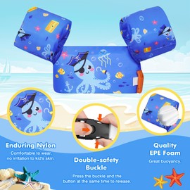 MoKo Swim Arm Band for Kids 20-30-40-50lbs, Clearance Toddler Swim Vest Cute Cartoon Swimming Wings Pool Floats Sleeve Children Water Sports Learning Swim Training Equipment, Dark Blue Octopus