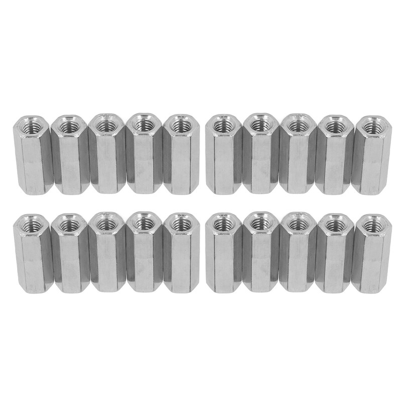 20 Pcs Hex Coupling Nut M6x1 L25mm Stainless Steel Threaded