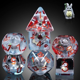 Totoro DND Dice Set, DNDND 7PCS Resin D&D Dice with Velvet Bag for Dungeons and Dragons Tabletop Games（Totoro